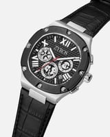 ساعة رجالية من الجلد باللون الأسود