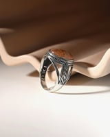 خاتم فضة رجالي فاخر بحجر العقيق اليماني