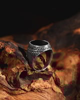 خاتم فضة رجالي أنيق بحجر اونكس أسود