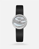 ساعة أمواج بسير رفيع من الجلد باللون الأسود