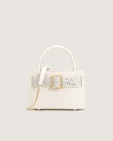 شنطة بريق النسائية جلد بلون أبيض