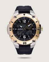 ساعة رجالية بسير من الربل بلون أسود.