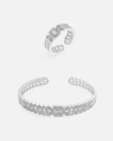 طقم اسوارة وخاتم مميز بلون فضي