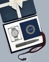 طقم رجالي ملكي مناسب للإهداء سبحة وقلم وساعة