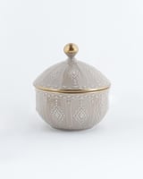 طقم قهوة وشاهي من السيراميك بلون بيج