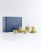 طقم فناجين قهوة وشاهي باللون أخضر فاتح