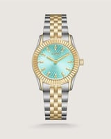 ساعة خط الزمن النسائية بلون ذهبي وفضي