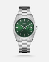 ساعة بساطة الرجالية بسير ستيل بلون فضي