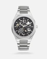 ساعة رجالية بسير ستيل بلون أسود