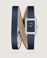 ساعة نسائية من الجلد بلون أزرق