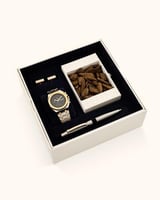 طقم هدية رجالي مميز بلون فضي وذهبي