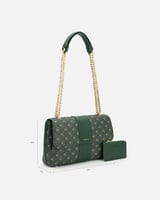 شنطة نسائية بحجم كبير بلون أخضر منقوش