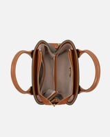 شنطة نسائية بلون أخضر وبني