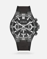 ساعة رجالية بسير جلد بلون أسود