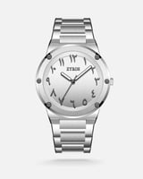ساعة زُحل رجالية من الستيل بلون فضي
