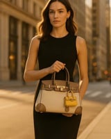 شنطة نسائية واسعة بلون بني فاتح وبيج