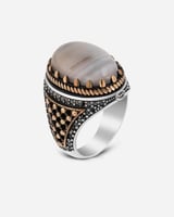 خاتم رجالي من الفضة بحجر عقيق يمني