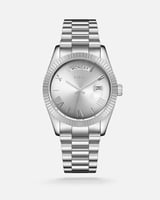 ساعة رجالية بسير من الستيل بلون فضي