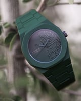 ساعة رجاليه بسير من الكاربون بلون أخضر