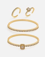 طقم نسائي من خاتم واسوارة باللون الذهبي