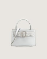 شنطة بريق النسائية جلد بلون فضي