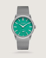 ساعة رجالية بسير شبكي بلون فضي