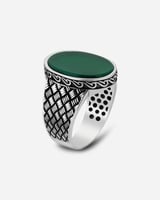 خاتم رجالي فضة بحجر عقيق أخضر