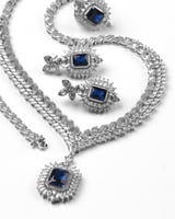 طقم اكسسوار نسائي ملكي بلون فضي وأزرق