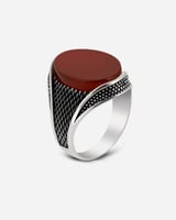 خاتم رجالي فضة بحجر عقيق عودي