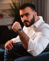 ساعة رجالية اتوماتيك من الجلد بلون بني