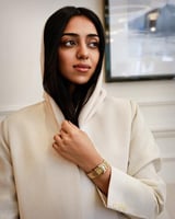 ساعة مدى النسائية بسير من الستيل بلون ذهبي