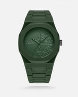 ساعة رجاليه بسير من الكاربون بلون أخضر
