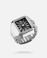 ساعة الخاتم بتصميم مبتكر بلون فضي