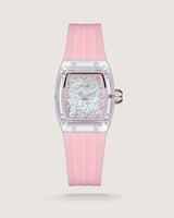 ساعة بدرة النسائية من الربل بلون وردي