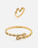 طقم اسوارة وخاتم جذاب بلون ذهبي