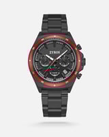 ساعة رجالية ستيل لون أسود بإطار أحمر