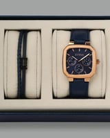 طقم رجالي ملكي ساعة بلون أزرق واسوارة