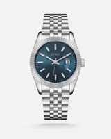 ساعة رجالية راقية بسير من المعدن بلون فضي