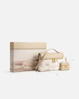 شنطة نسائية لكل يوم بلون بيج وأبيض