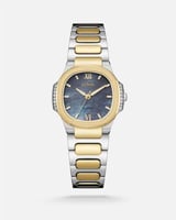 ساعة نسائية ب 16 فص من الألماس بلون ذهبي وفضي