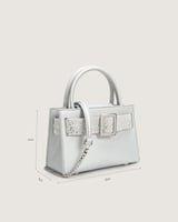 شنطة بريق النسائية جلد بلون فضي