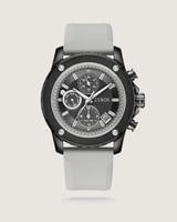 ساعة رجالية بسير من الربل باللون الرمادي