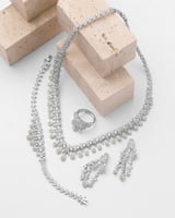 طقم اكسسوار نسائي فاخر بلون فضي