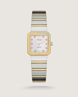 ساعة بلور النسائية ب 14 فصوص من الألماس بلون ذهبي...