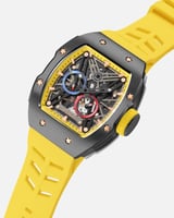 ساعة رجالية بسير ربل بلون أصفر