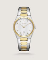 ساعة القمر الرجالية ستيل بلون فضي وذهبي