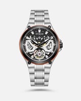 ساعة نُور الرجالية اتوماتيك بلون فضي