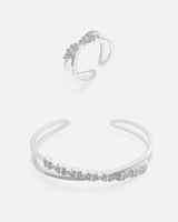 طقم اسوارة وخاتم لمناسباتك بلون فضي