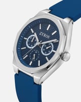 ساعة رجالية من الربل بلون أزرق