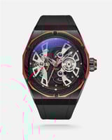 ساعة رجالية بسير ربل بلون أسود